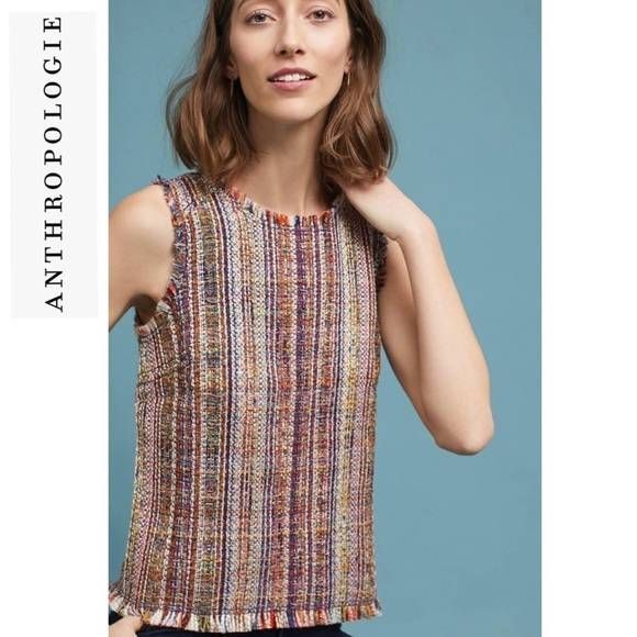 Maeve Tops - Maeve Multicolor Tweed Sleeveless Tank Top